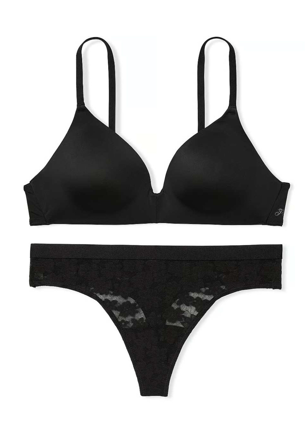 Чорний демісезонний комплект (бюстгальтер, трусики) Victoria's Secret