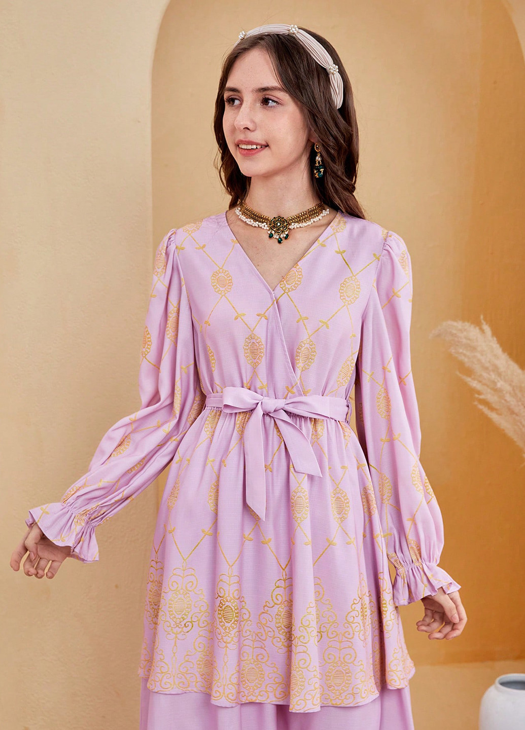 Світло-ліловий демісезонний костюм (туніка, спідниця) спідничний SHEIN