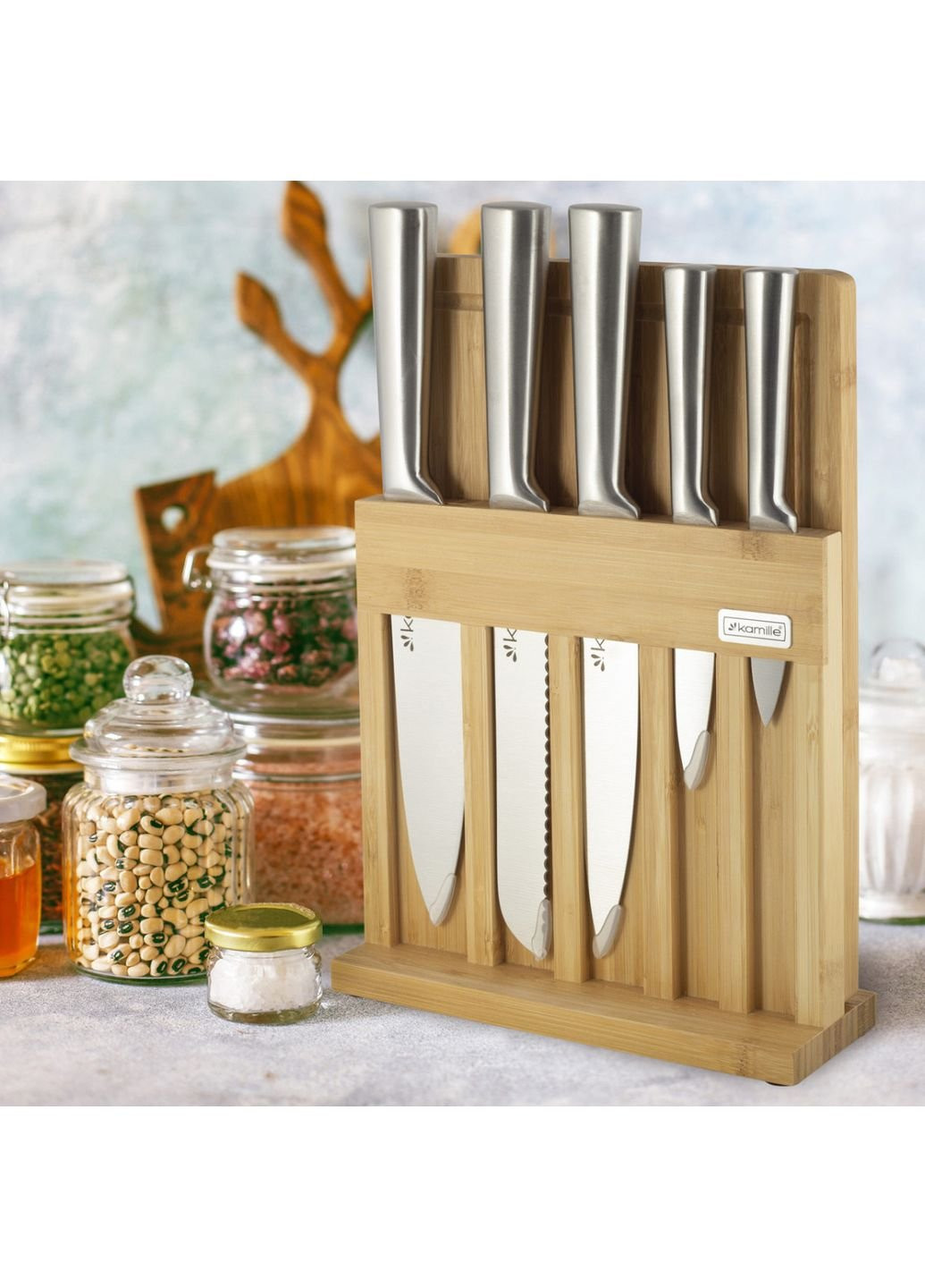 Набор кухонных ножей KM-5168 7 предметов Kamille комбинированные,