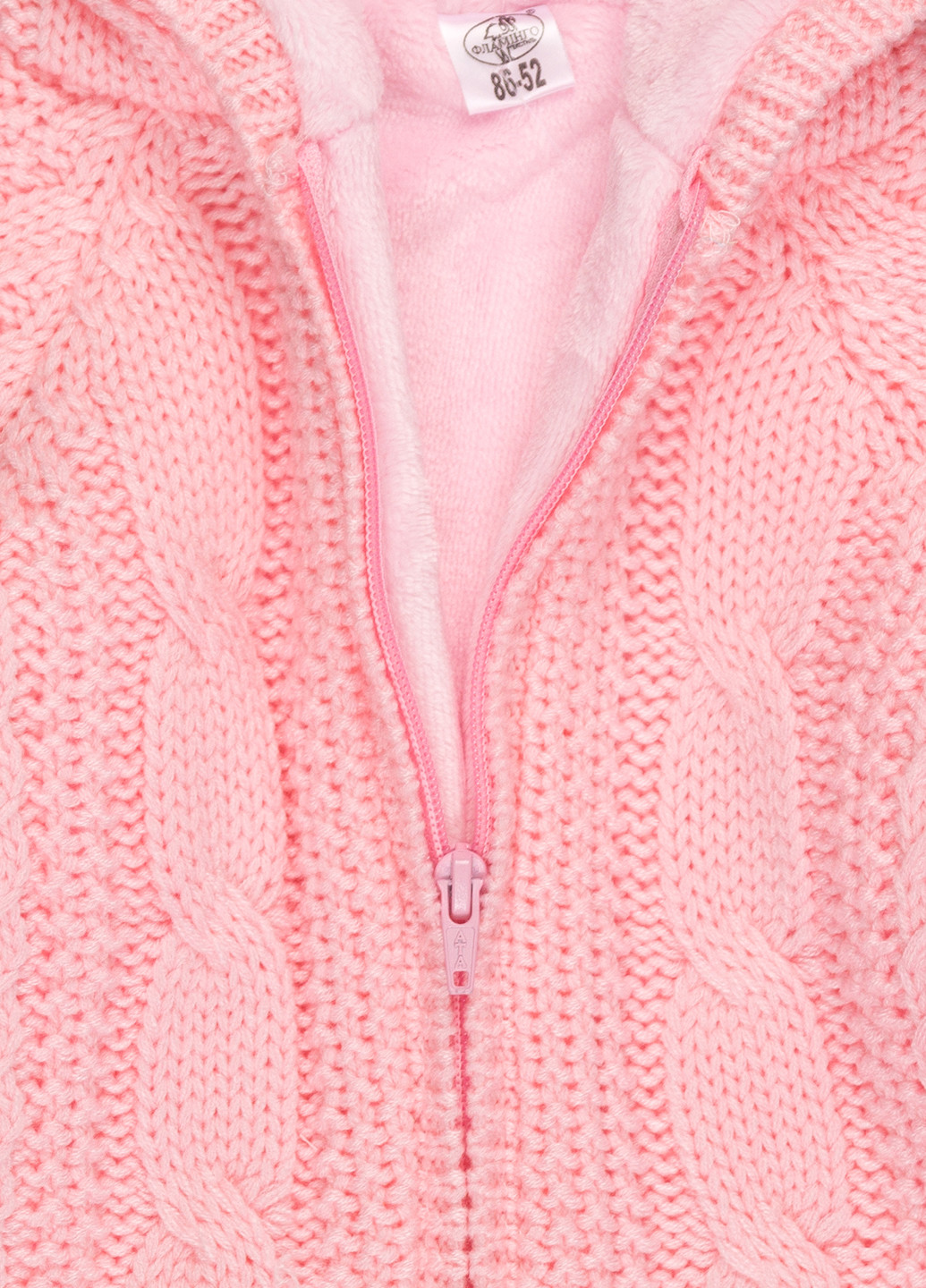 Теплая кофта на замке с подкладкой Mari-Knit однотонная розовая кэжуал