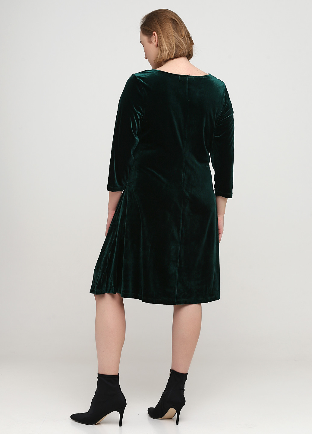 Темно-зелена коктейльна плаття, сукня кльош Signature однотонна
