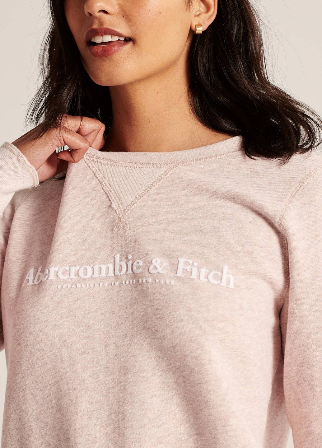 Свитшот Abercrombie & Fitch - Прямой крой логотип светло-розовый кэжуал хлопок - (181268931)