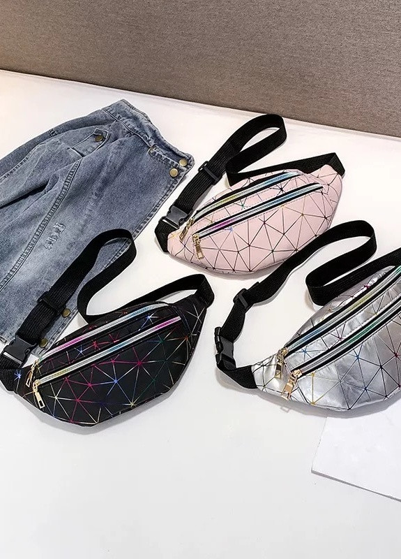 Жіноча бананка на три відділи "ПАВУТИНКА" поясна сумка дитяча срібна NoName (251204087)