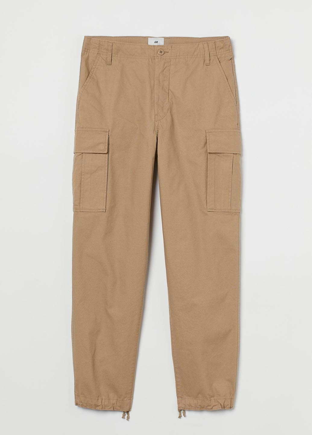 Темно-бежевые кэжуал демисезонные зауженные, карго брюки H&M