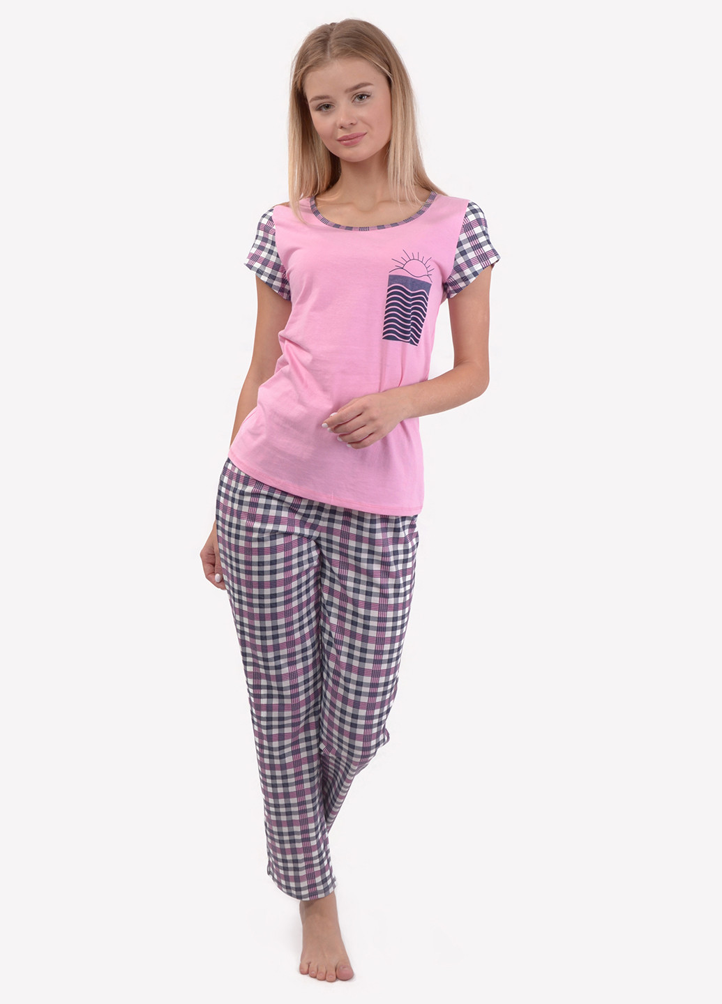 Розовая всесезон пижама (футболка, брюки) футболка + брюки NEL