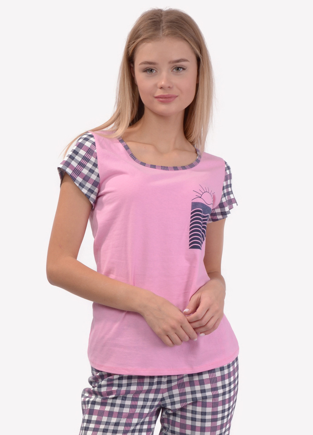 Розовая всесезон пижама (футболка, брюки) футболка + брюки NEL