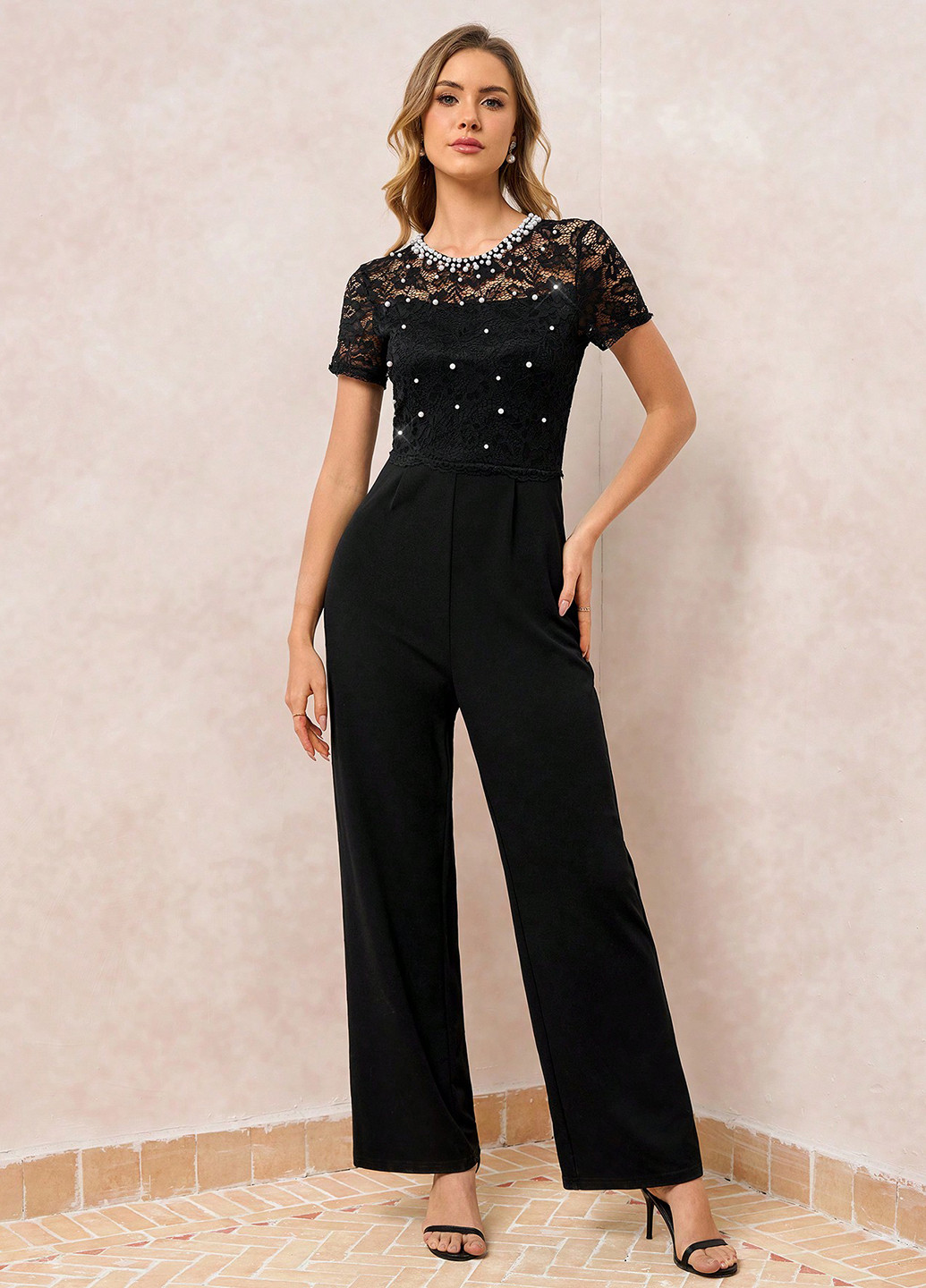 Комбинезон SHEIN комбинезон-брюки однотонный чёрный кэжуал полиамид