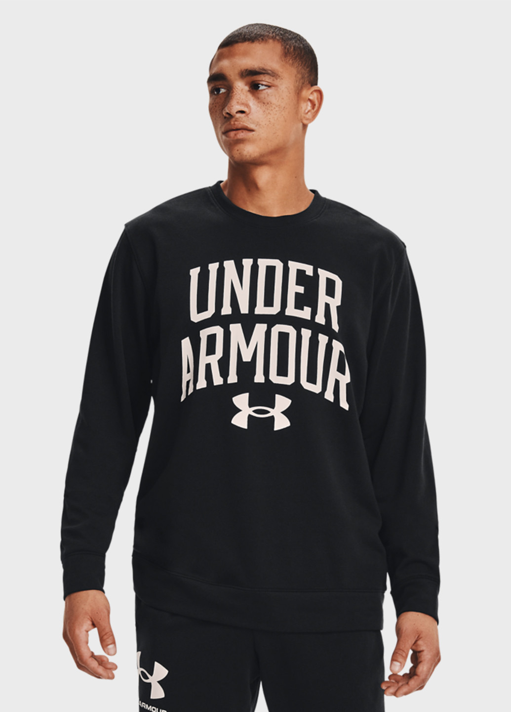 Свитшот Under Armour - Прямой крой логотип черный спортивный трикотаж, хлопок - (219947354)