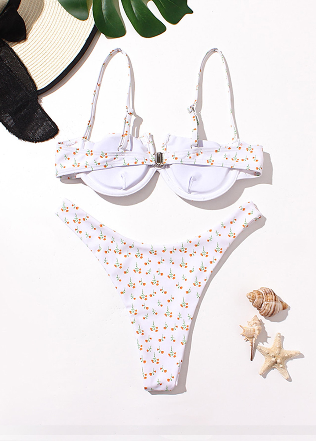 Білий літній купальник (ліф, трусики) роздільний SHEIN
