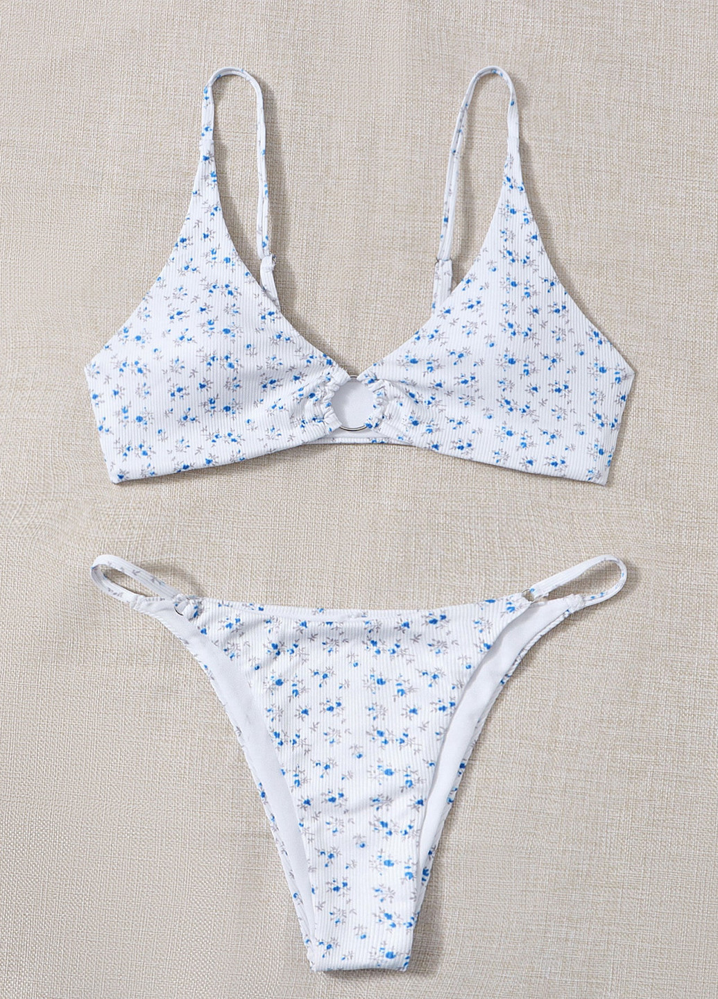 Бежевый летний купальник (лиф, трусики) бикини, раздельный SHEIN