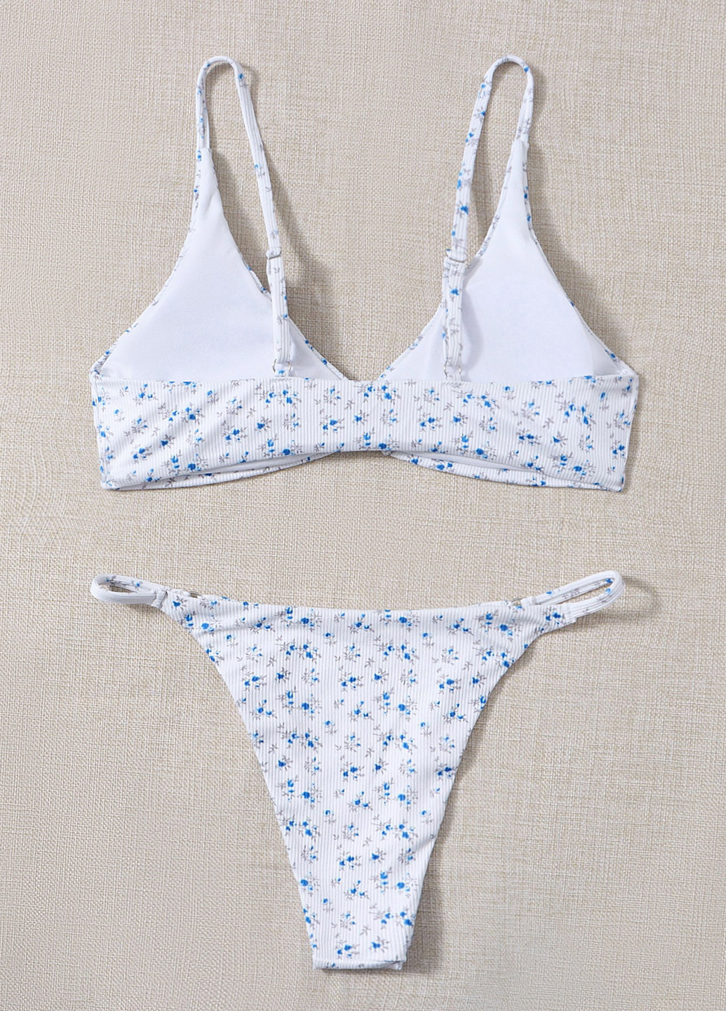 Бежевый летний купальник (лиф, трусики) бикини, раздельный SHEIN