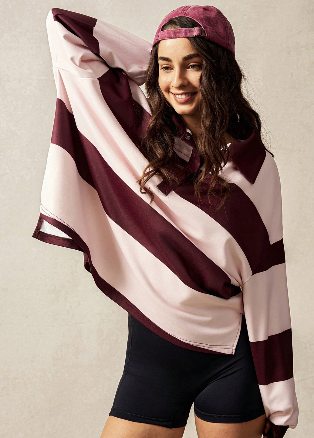 Цветная женская футболка-поло SHEIN в полоску