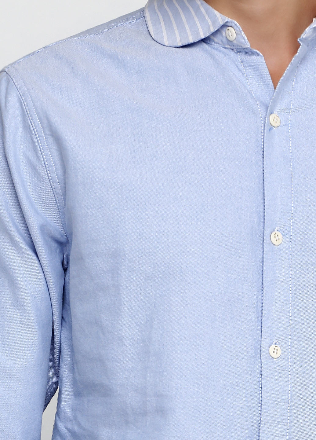 Голубой кэжуал рубашка перец с солью Denham с длинным рукавом