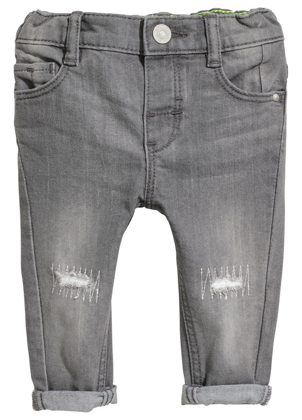 Серые демисезонные с высокой талией джинсы H&M