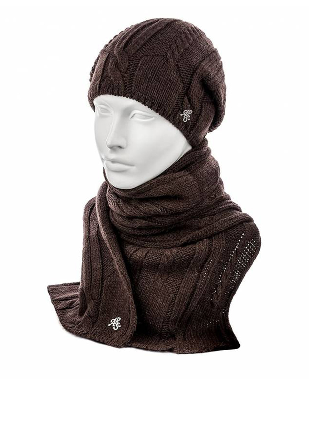 Коричневый зимний комплект (шапка, шарф) Atrics
