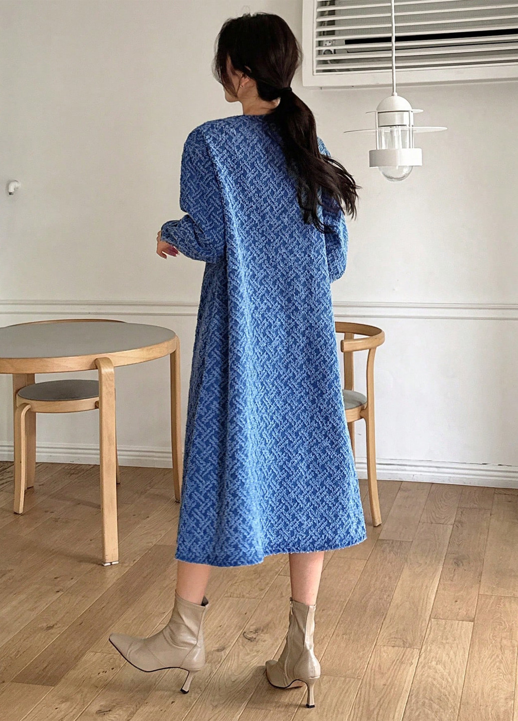 Синя джинсова, кежуал сукня а-силует SHEIN з візерунком "гусяча лапка"