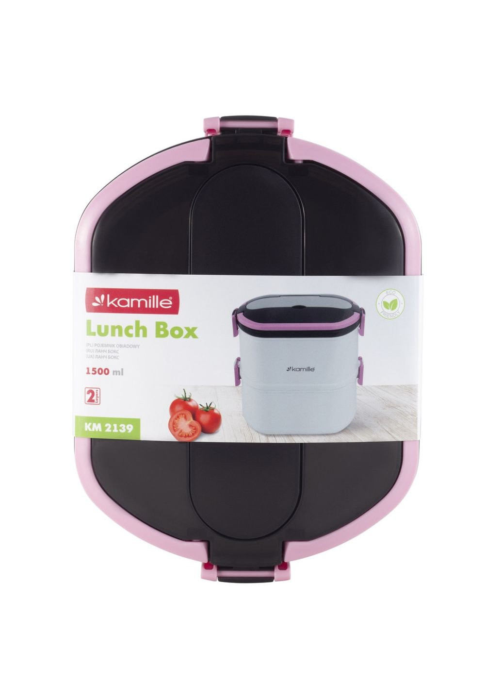 Ланч-бокс харчовий двоярусний KM-2139RZ 1500 мл рожевий Kamille (253621264)
