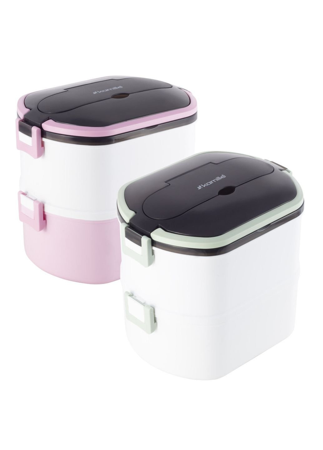 Ланч-бокс харчовий двоярусний KM-2139RZ 1500 мл рожевий Kamille (253621264)