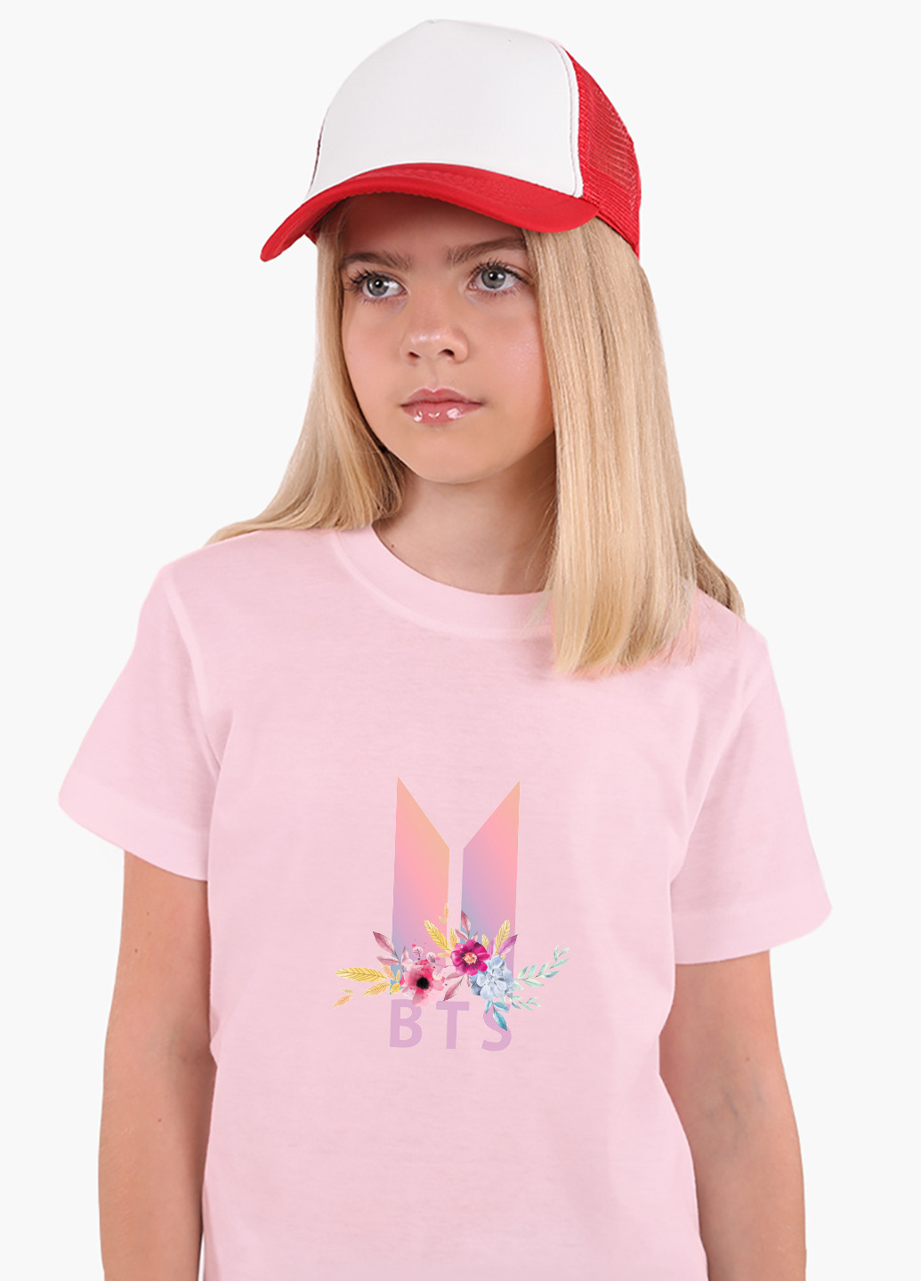 Рожева демісезонна футболка дитяча бтс (bts) (9224-1081) MobiPrint