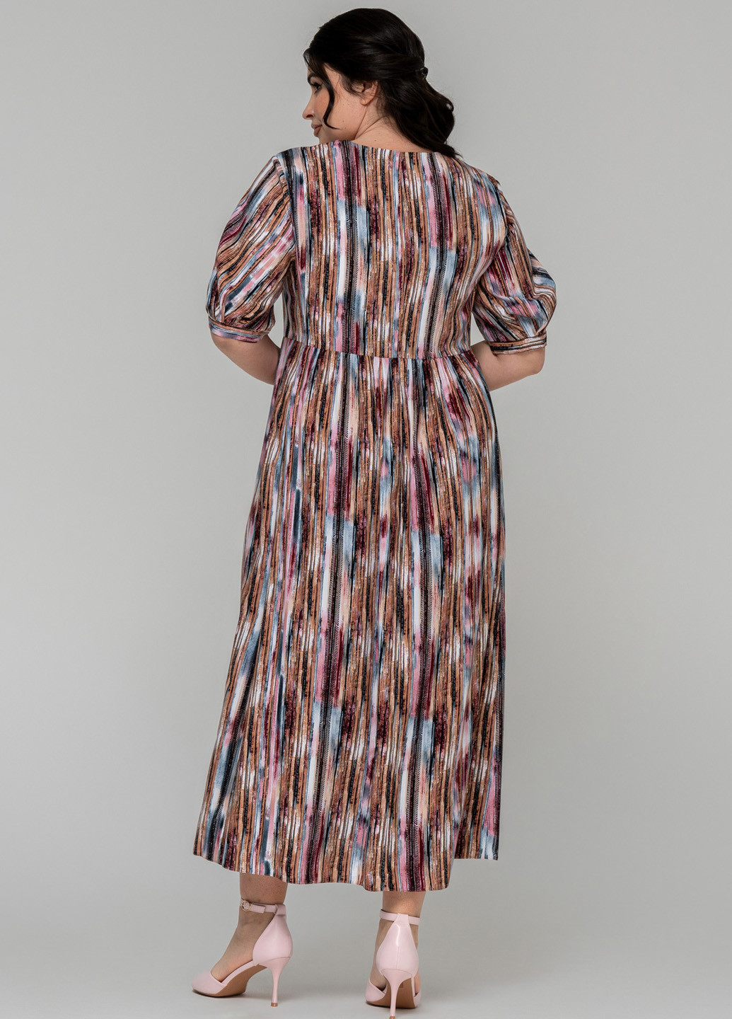 Комбинированное кэжуал платье а-силуэт A'll Posa градиентное ("омбре")