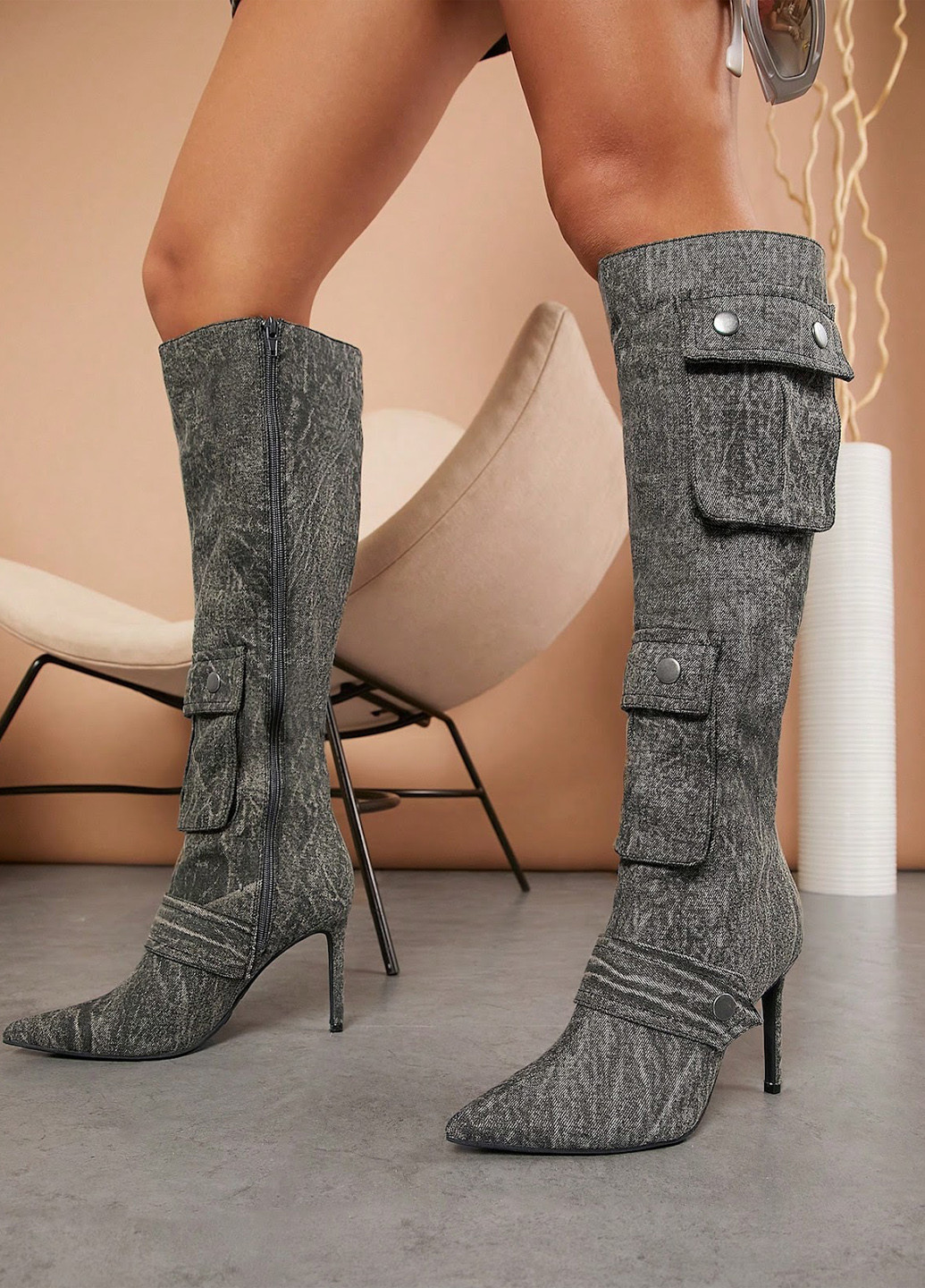 Осенние ботильоны ботфорты SHEIN с заклепками