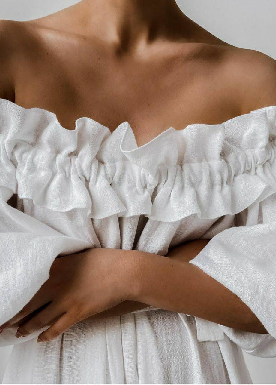 Білий повсякденний сукня з відкритими плечима Garna однотонна