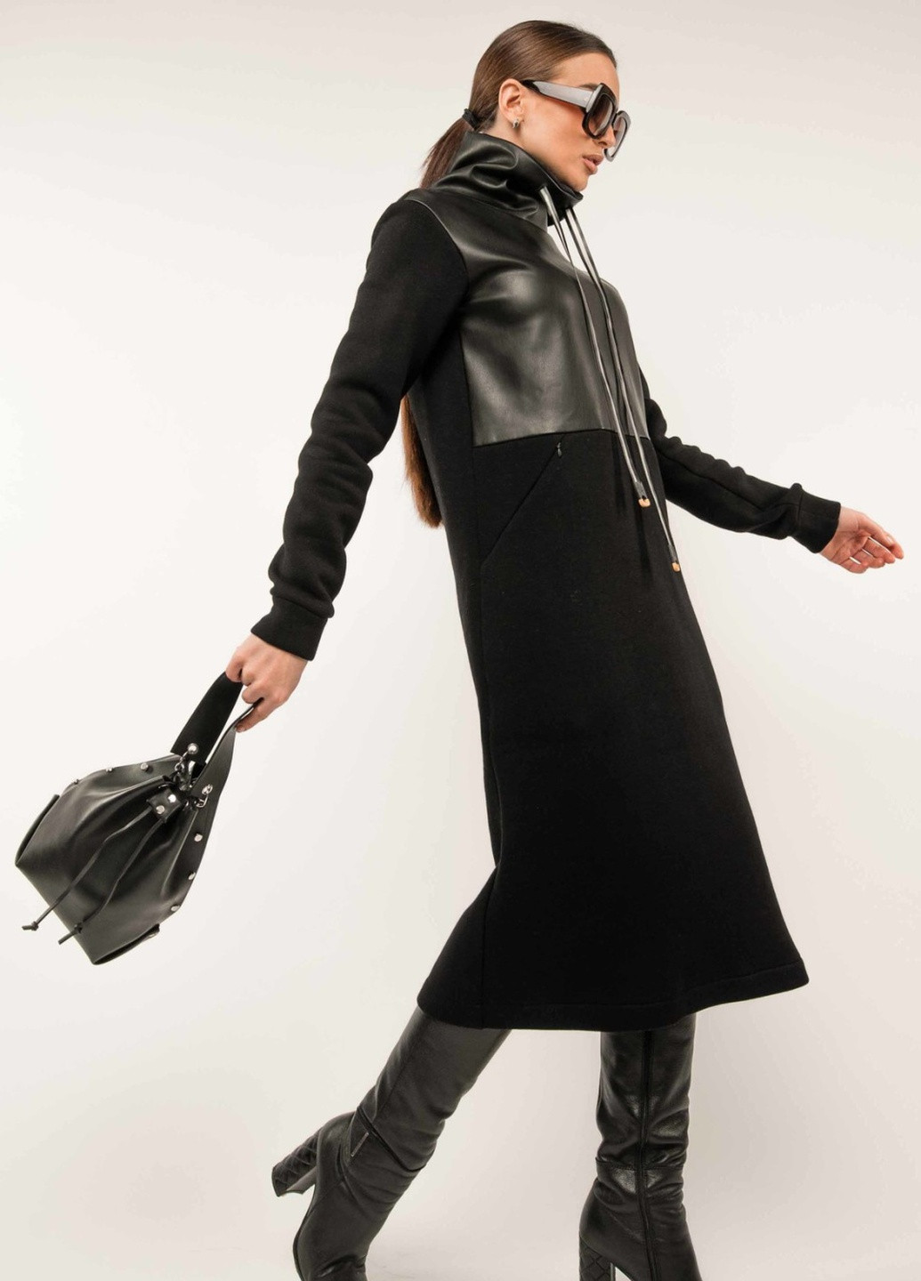 Черное кэжуал платье Ри Мари однотонное