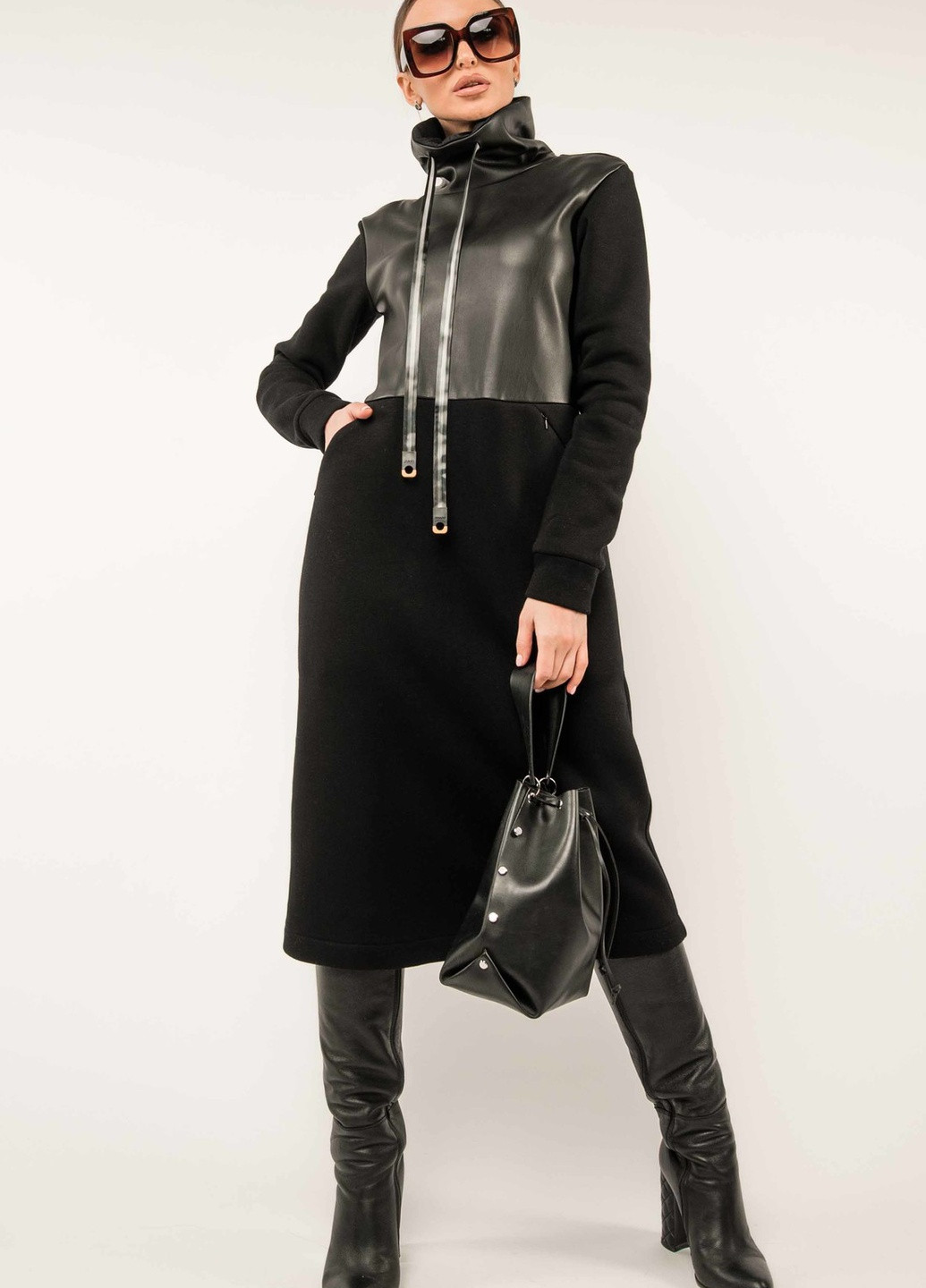 Черное кэжуал платье Ри Мари однотонное