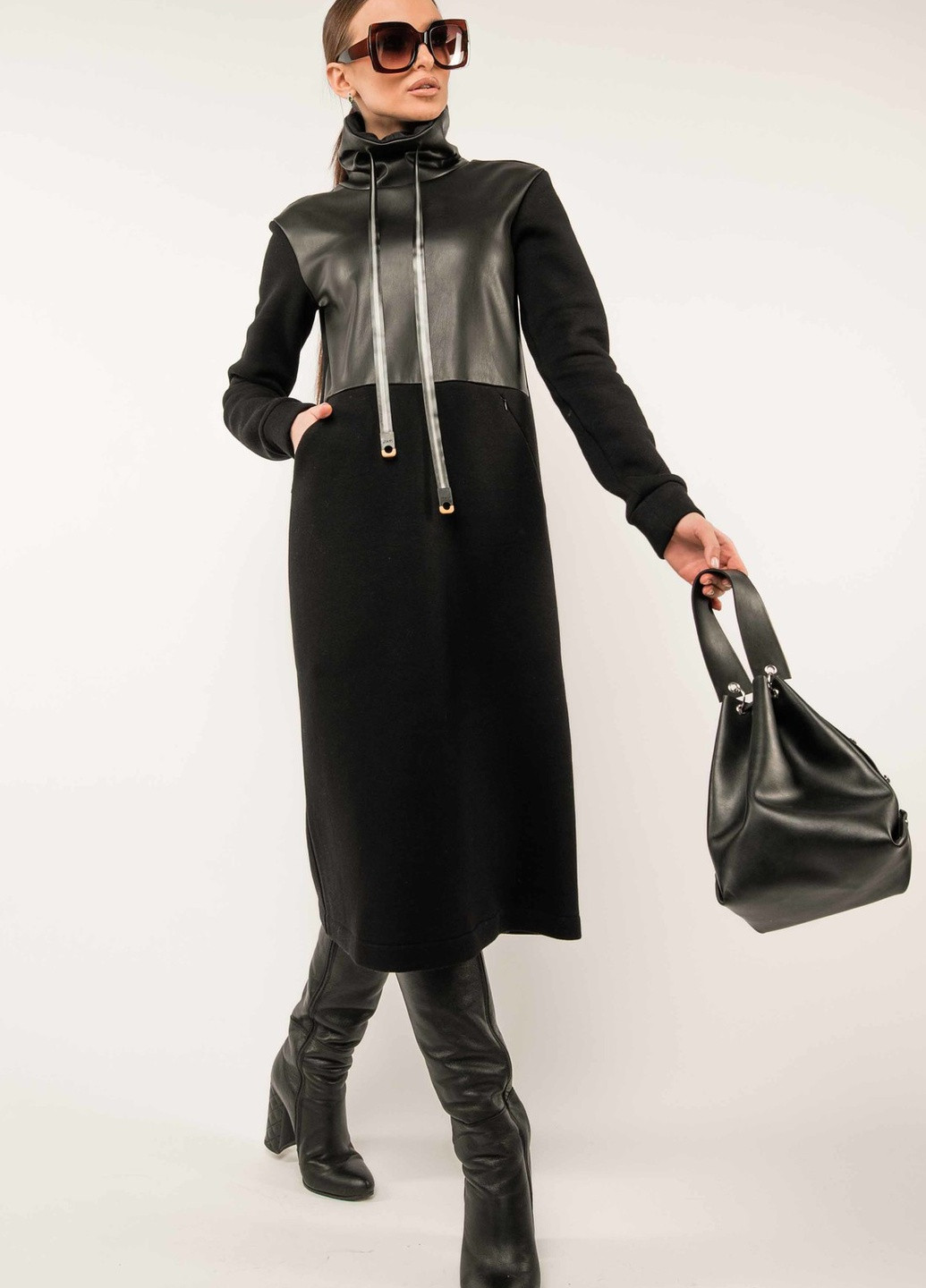 Черное кэжуал платье Ри Мари однотонное