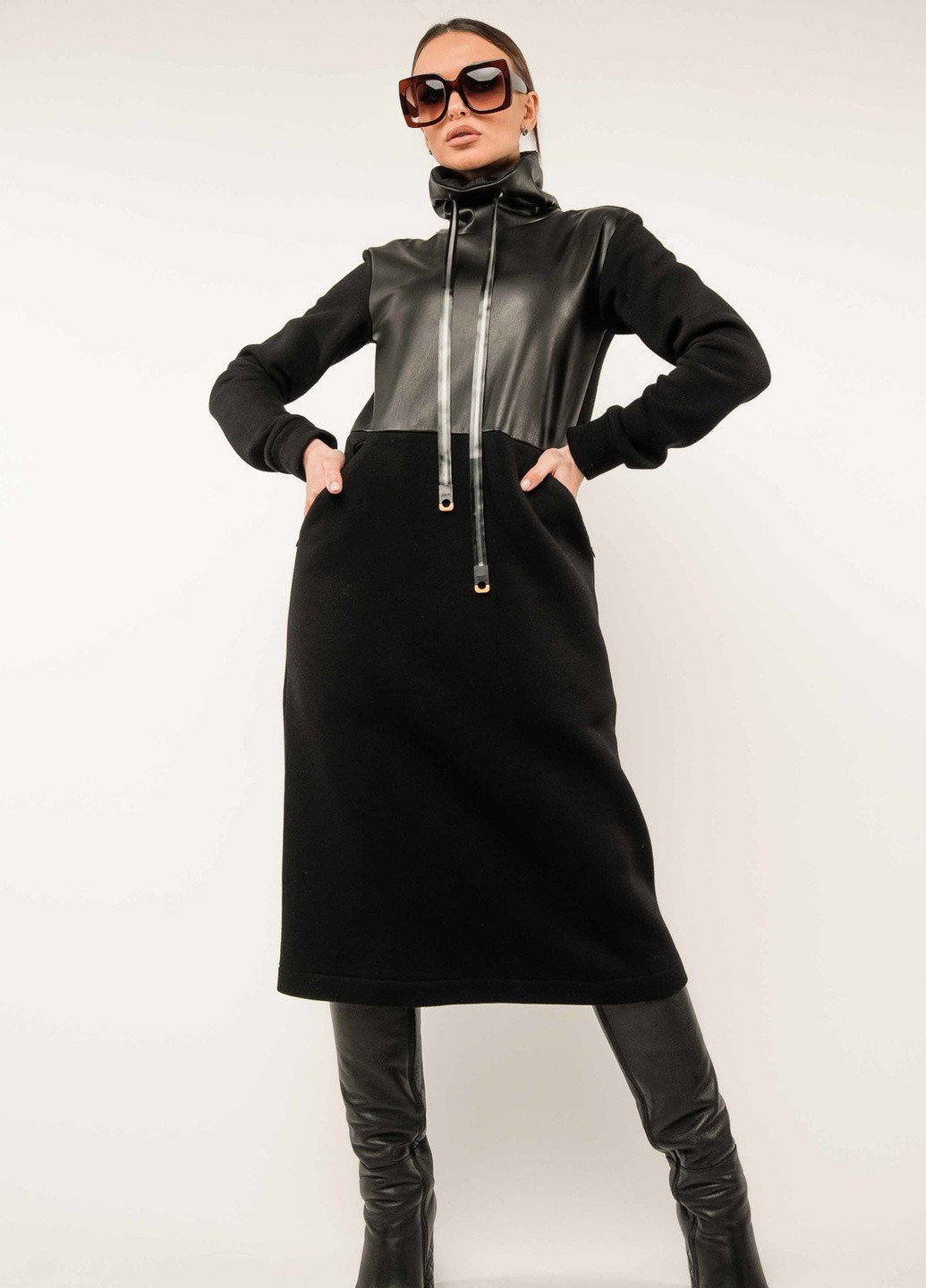 Черное кэжуал платье Ри Мари однотонное