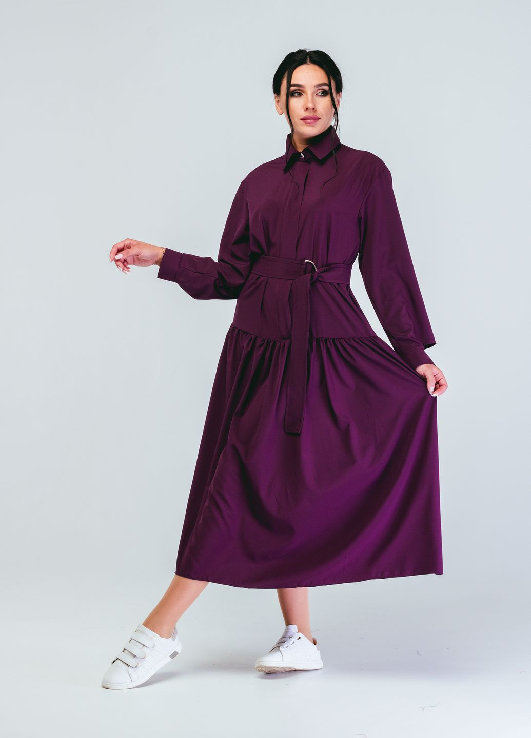 Фіолетова кежуал сукня so-78235-fio Alpama однотонна