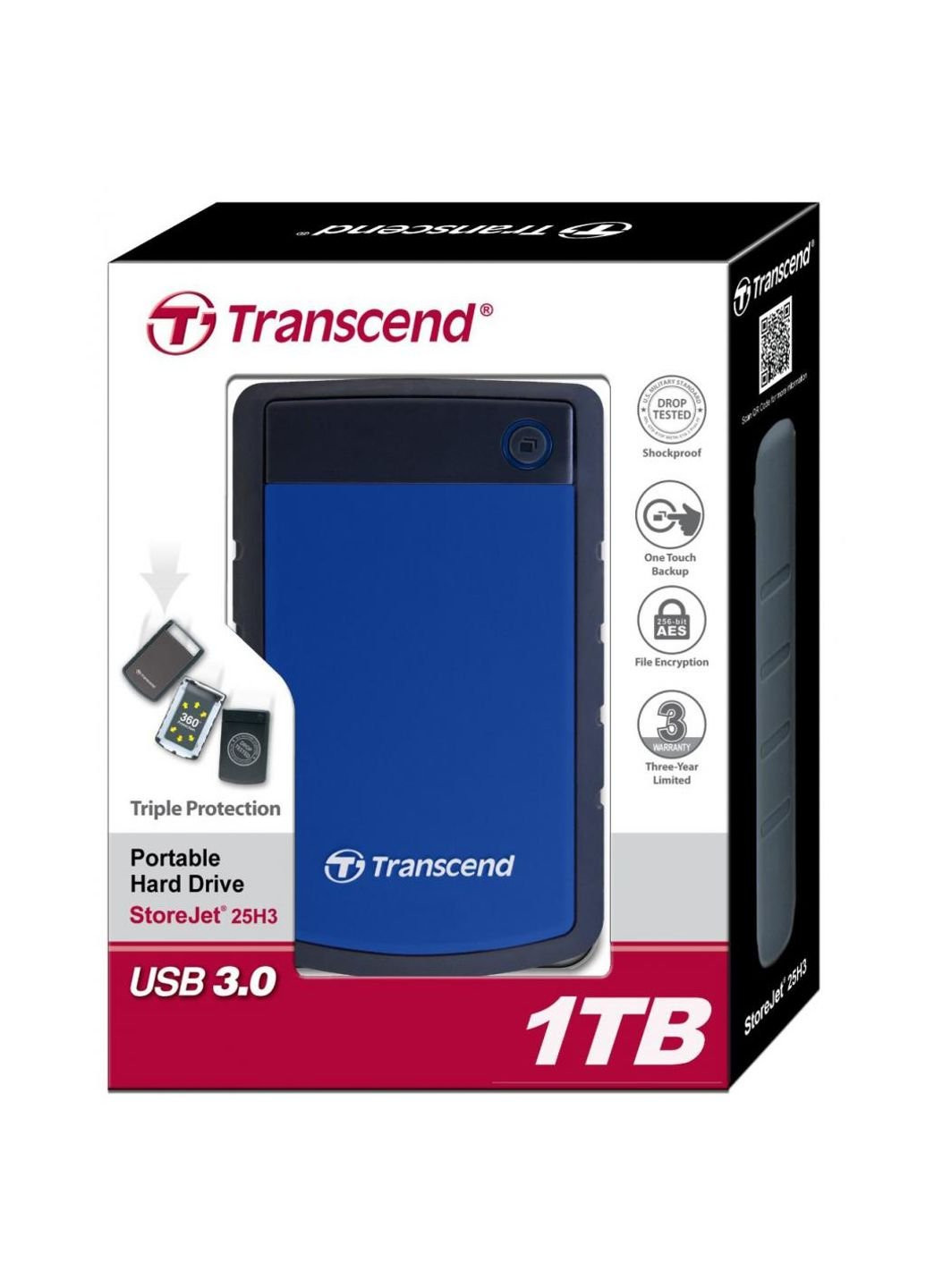 Внешний жесткий диск (TS1TSJ25H3B) Transcend 2.5" 1tb (250054998)