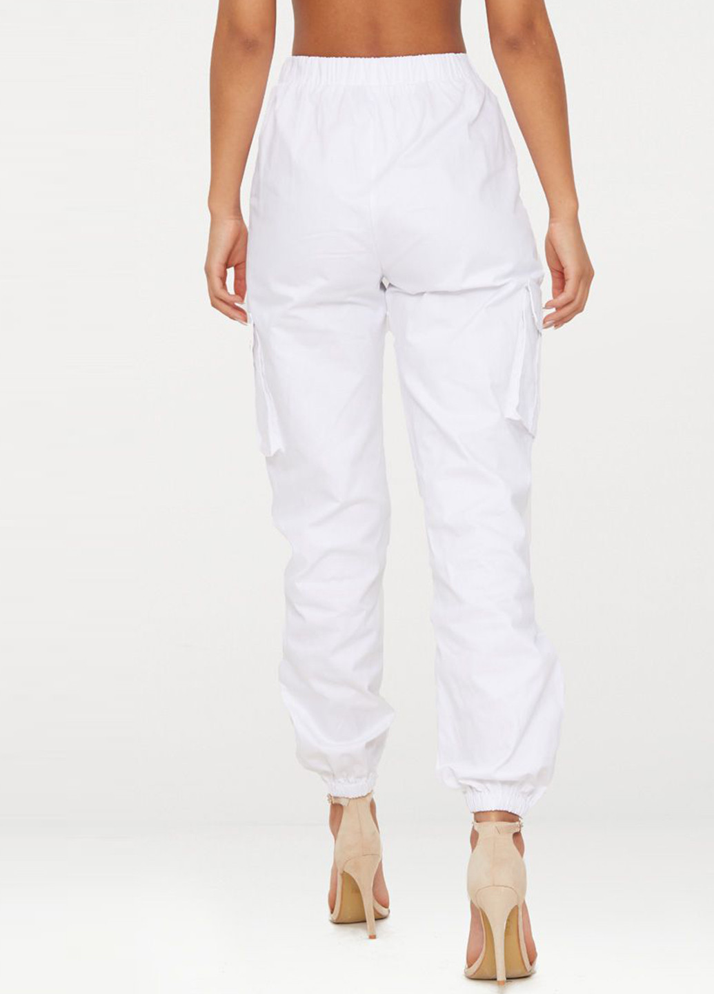 Белые кэжуал демисезонные брюки PrettyLittleThing