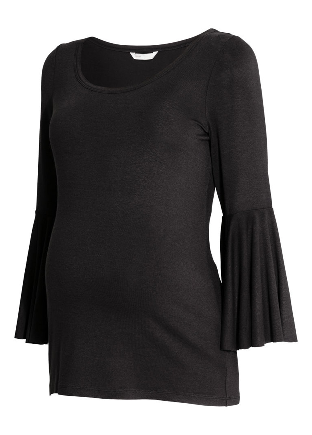 Туника для беременных H&M с длинным рукавом однотонная чёрная кэжуал