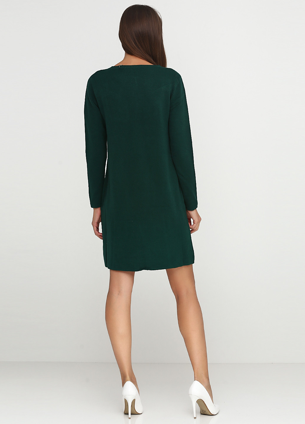 Зеленое кэжуал платье с длинным рукавом Just Woman однотонное