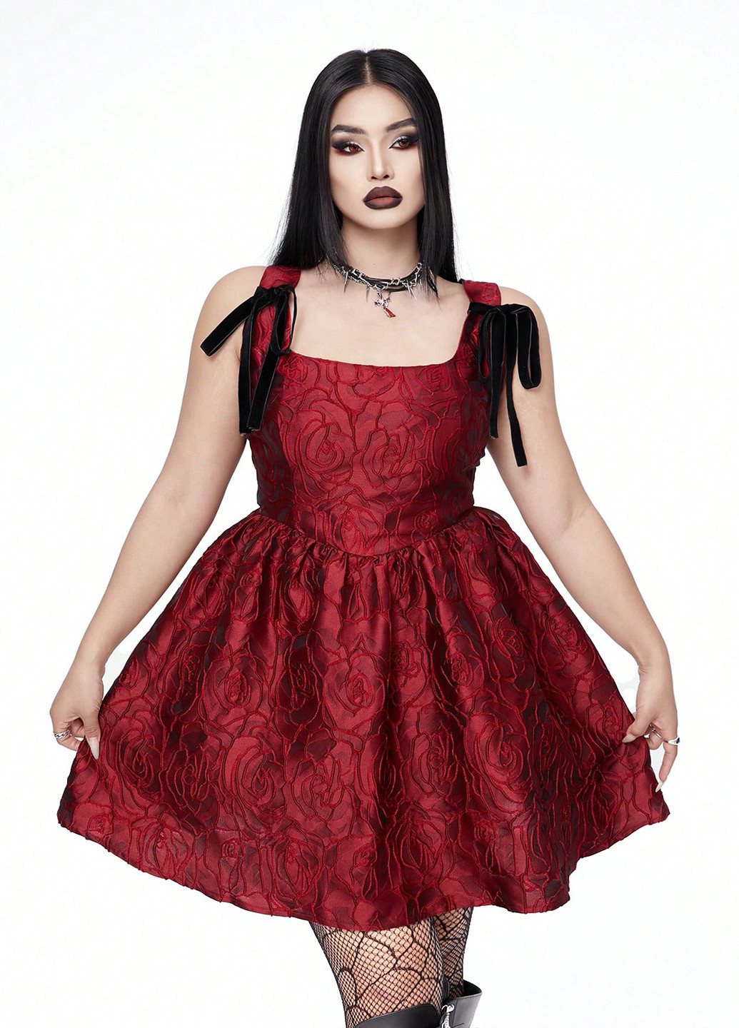 Бордова святковий, кежуал сукня дзвін SHEIN однотонна