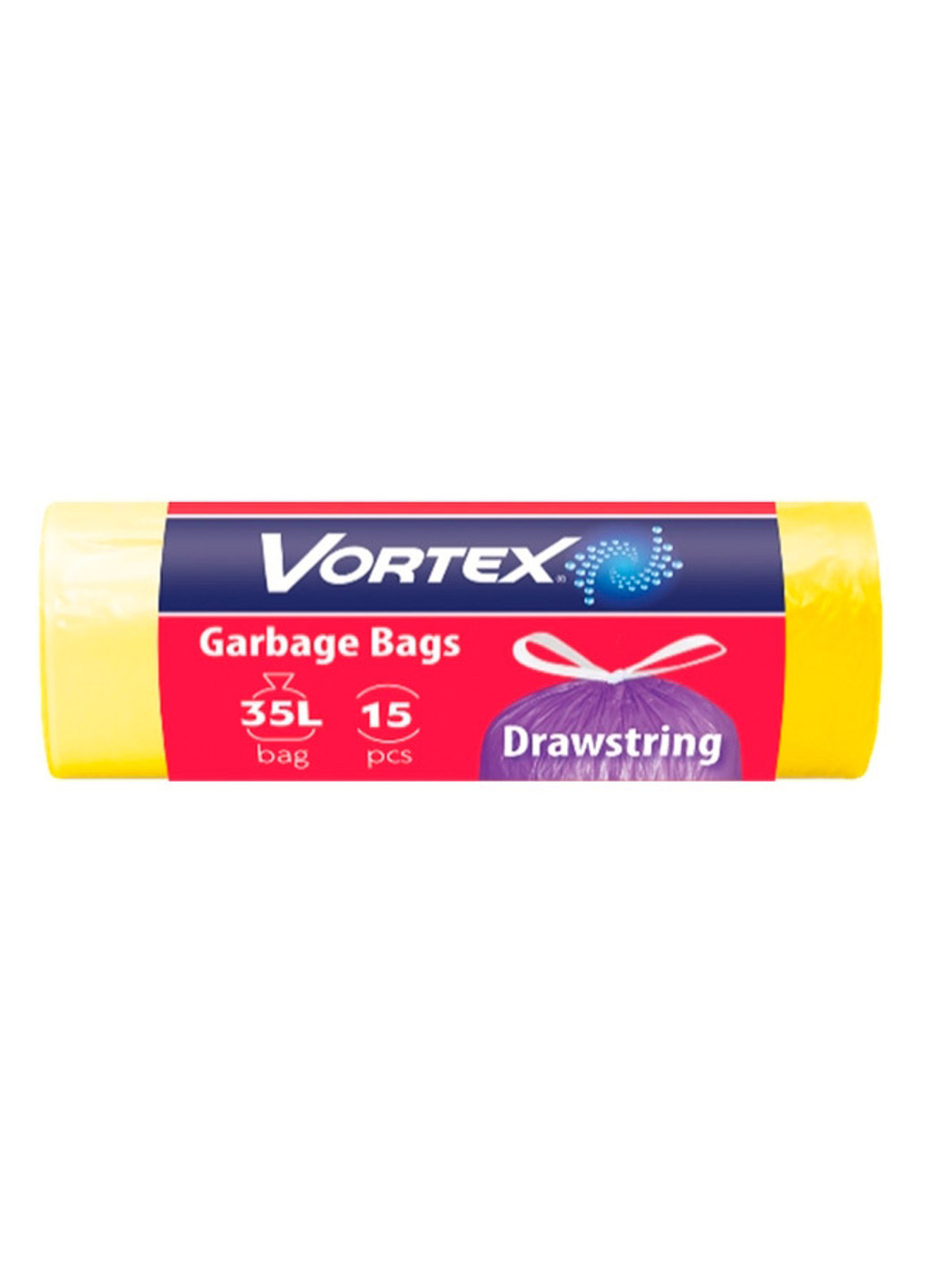 Пакети для сміття з затяжкою Drawstring Garbage Bags, 35 л (жовтий) 15 шт. Vortex (199671400)