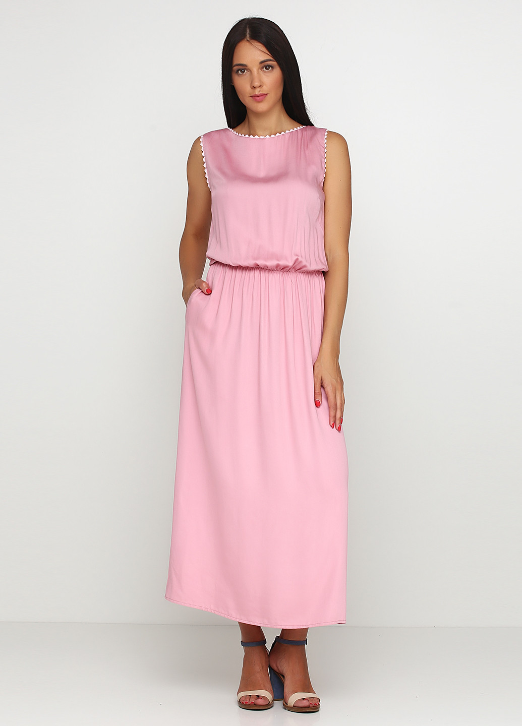Розовое кэжуал платье Florens однотонное