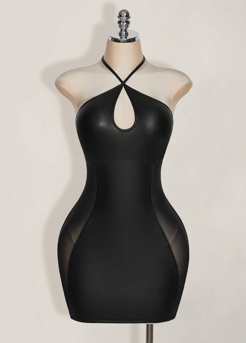 Черное коктейльное, вечернее платье силуэтная SHEIN однотонное