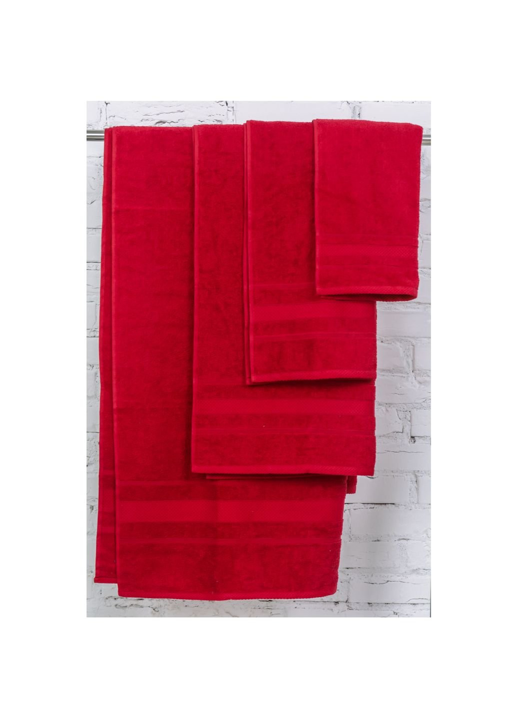 Рушник MirSon набір банний №5070 Elite SoftNess Bordo 40х70, 50х90, 70х140 (2200003975628) No Brand червоний