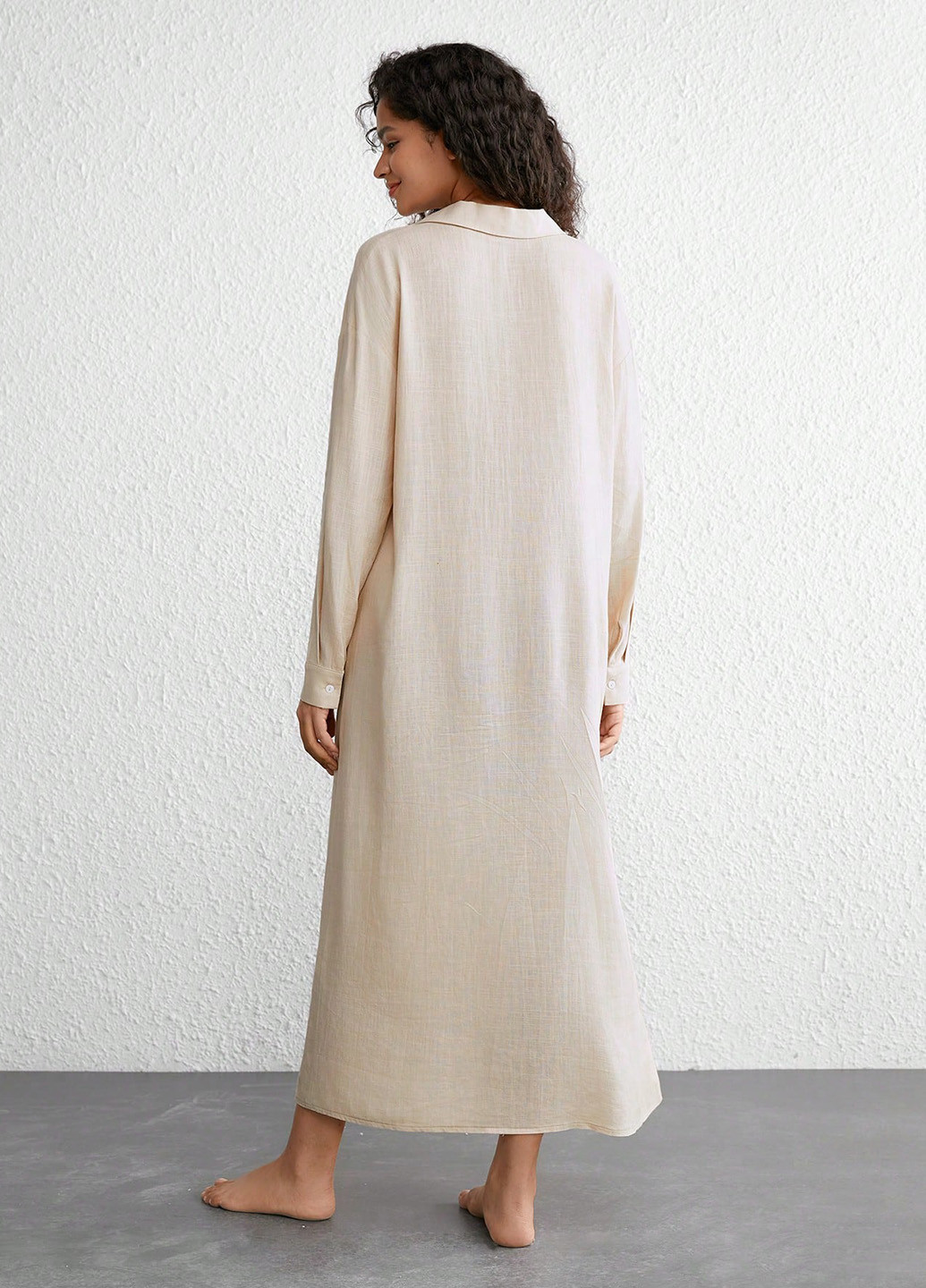 Світло-бежева домашній сукня сукня-сорочка SHEIN однотонна