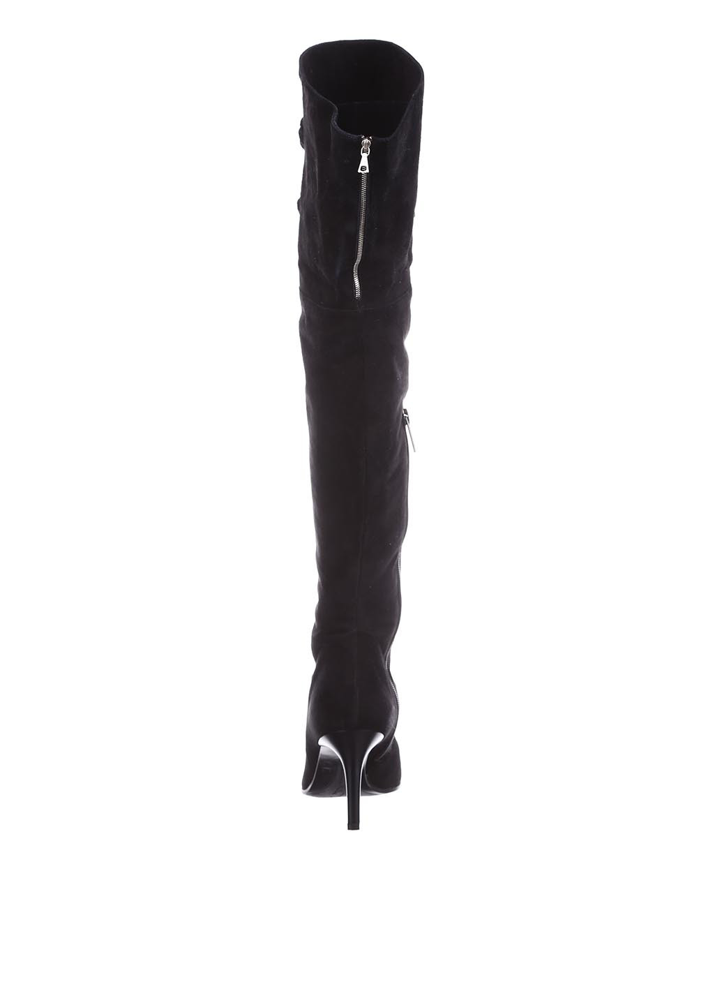 Черные зимние ботфорты Gibellieri на высоком каблуке с шнуровкой