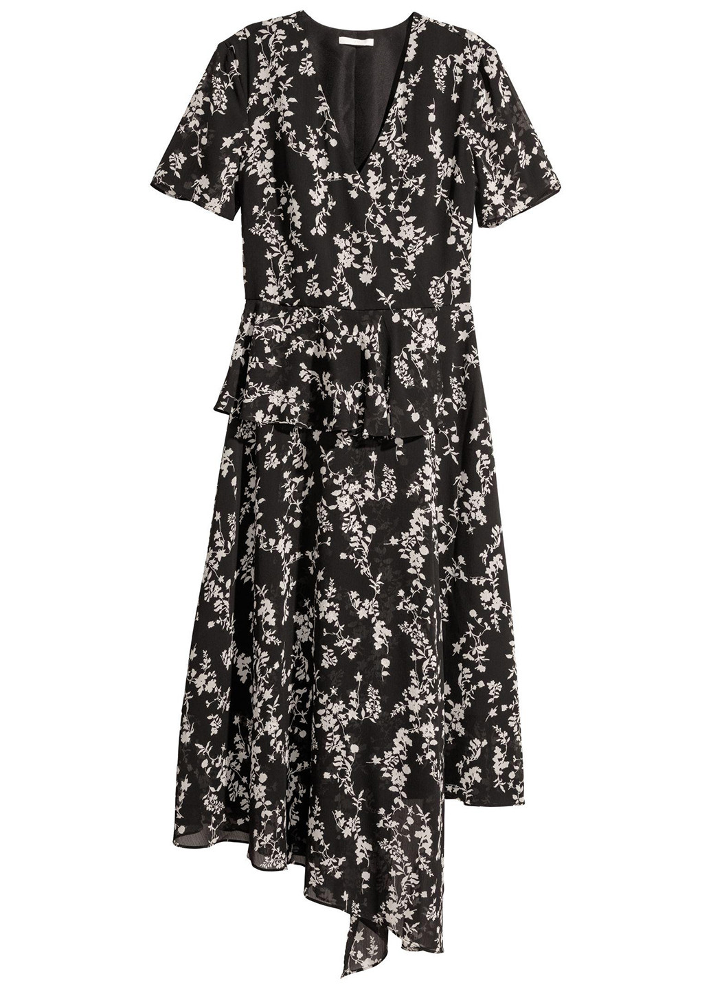 Чорна кежуал плаття кльош H&M з квітковим принтом