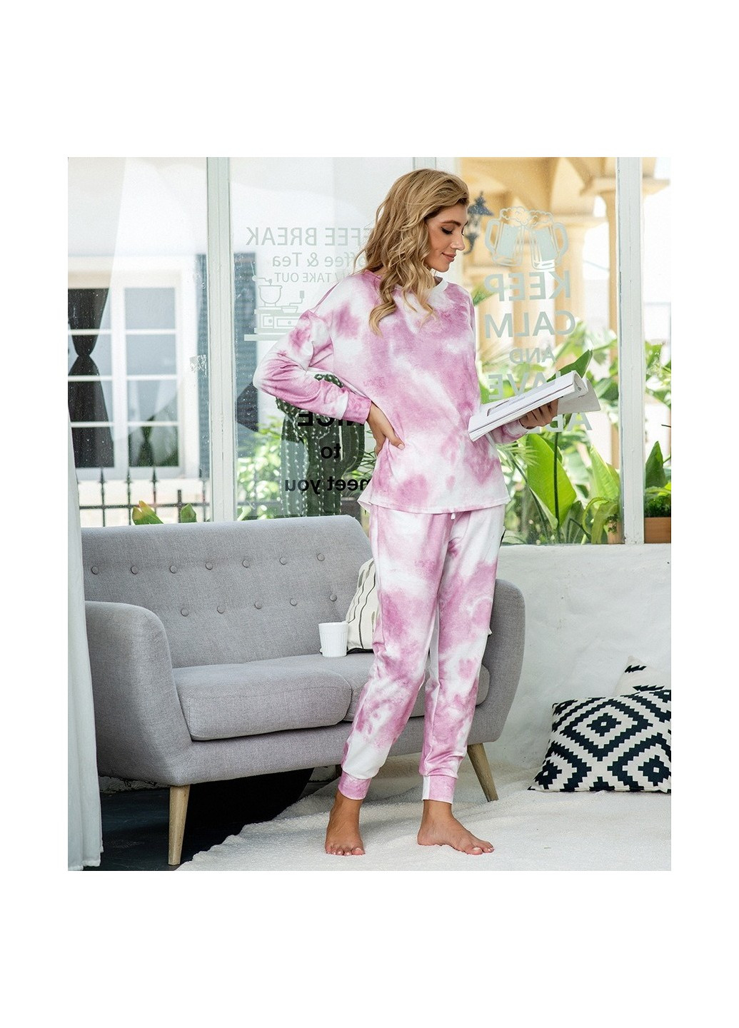 Розовый демисезонный комплект женский домашний 2 в 1 pink cloud Berni Fashion 58934