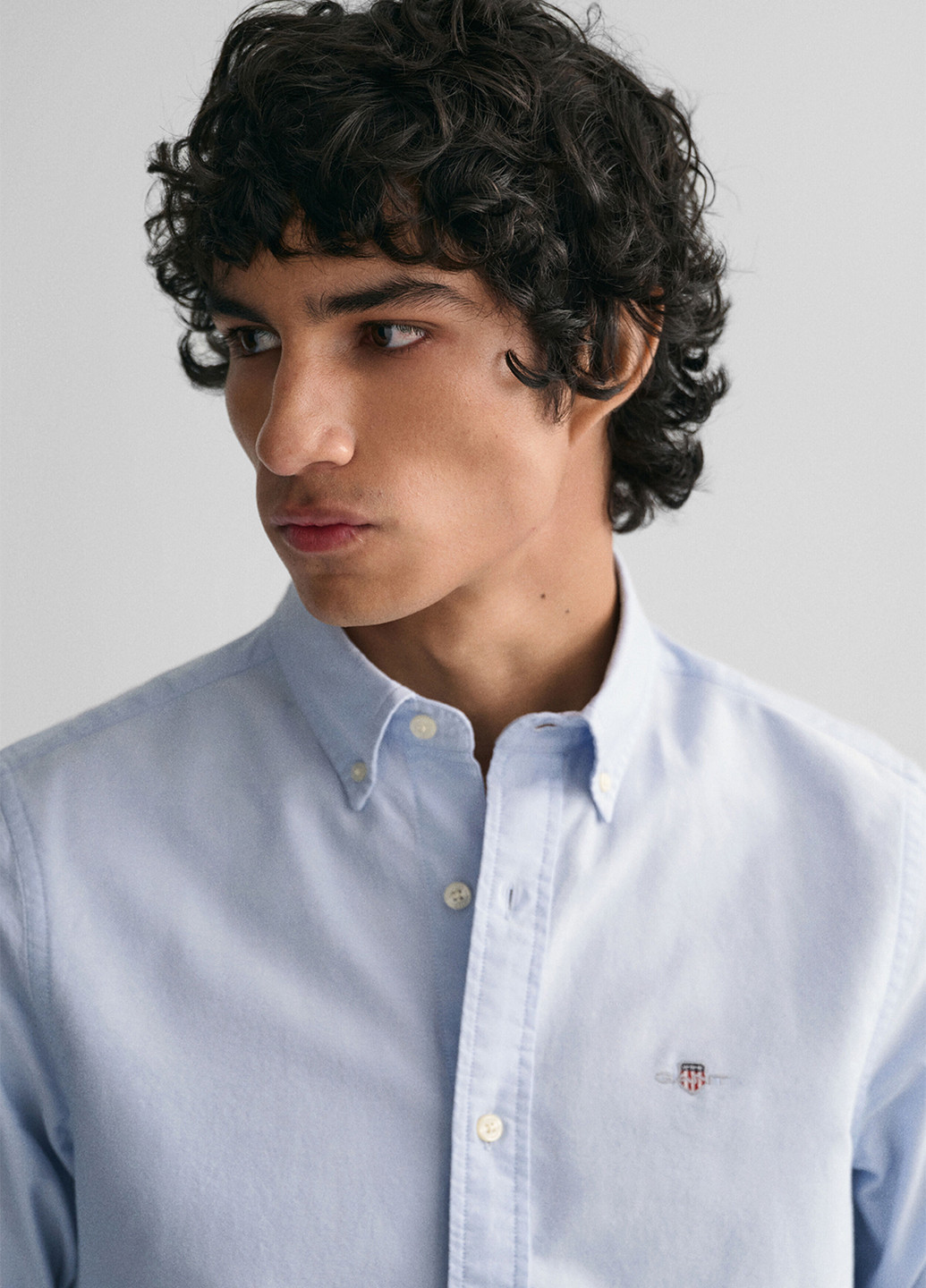 Голубой классическая рубашка однотонная Gant