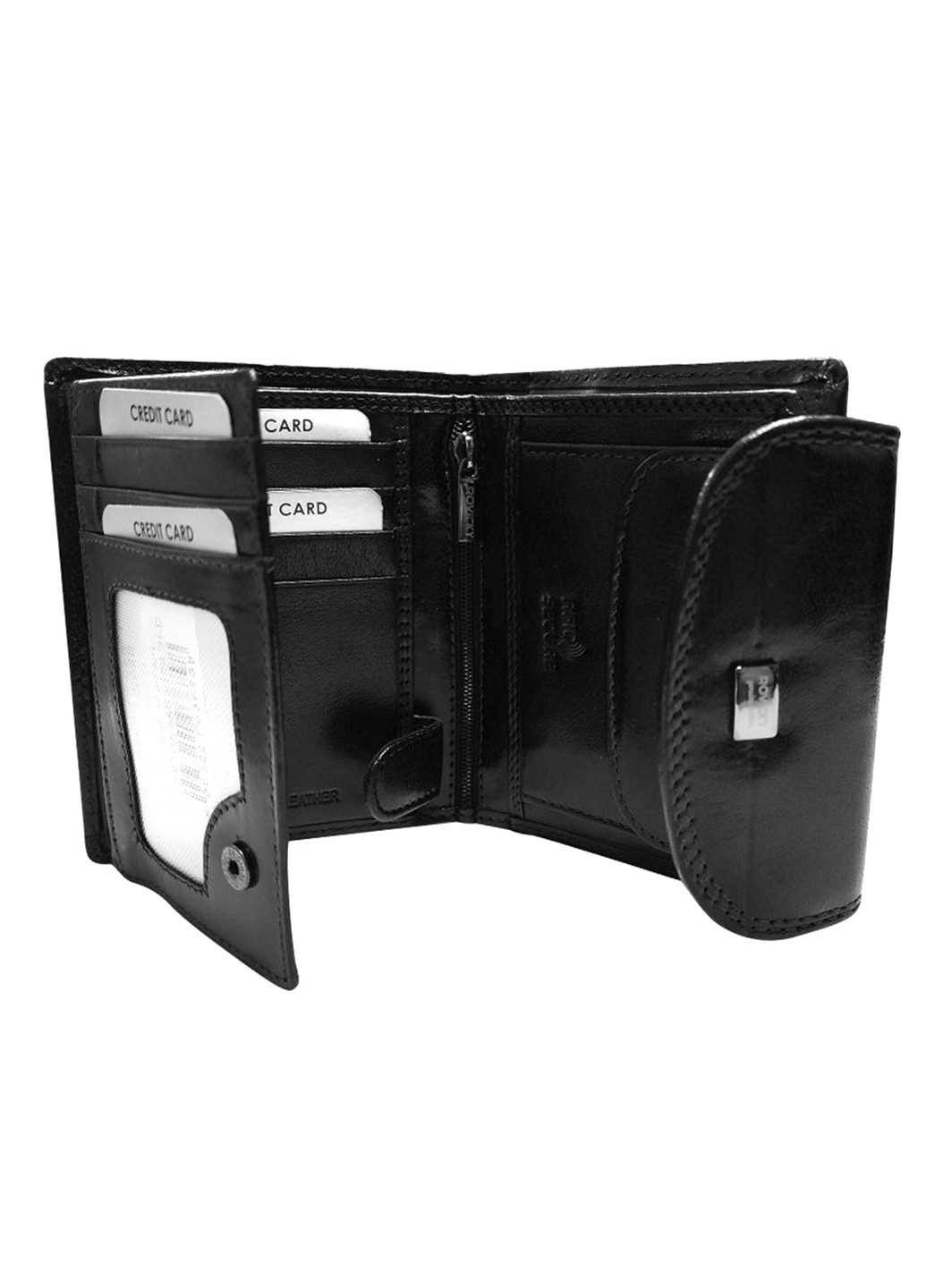 Жіночий шкіряний гаманець маленький чорний СPR-8770-BAR Black Rovicky (215528845)