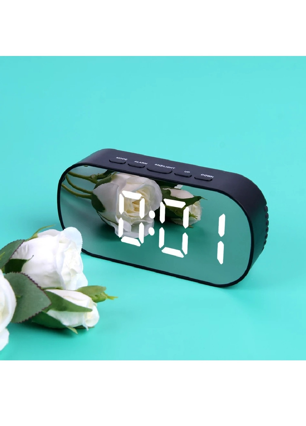 Електронний цифровий дзеркальний настільний годинник з білим LED підсвічуванням будильник температура дата (472944-Prob) Francesco Marconi (252564705)