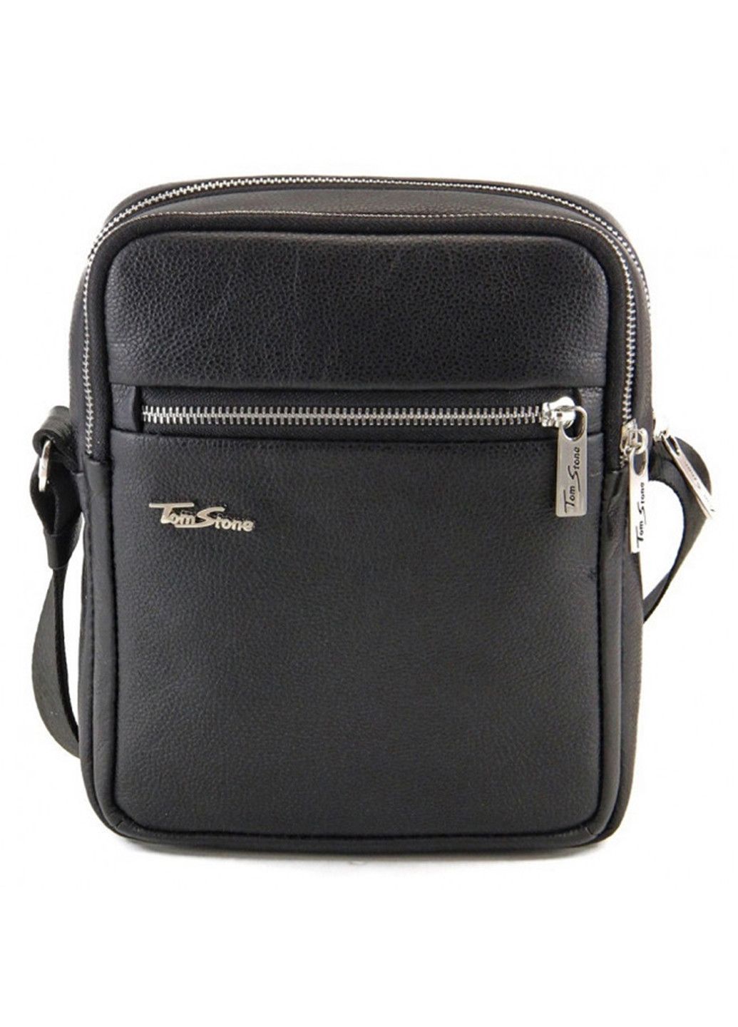 Сумка мужская кожаная на молнии 801 B черная Tom Stone (213138585)