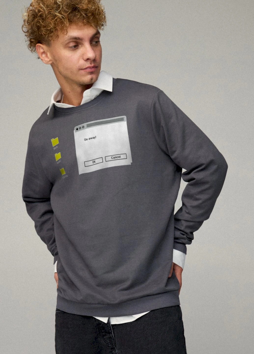 Темно-серый свитшот мужской oversize /no flis/ YAPPI (252258849)