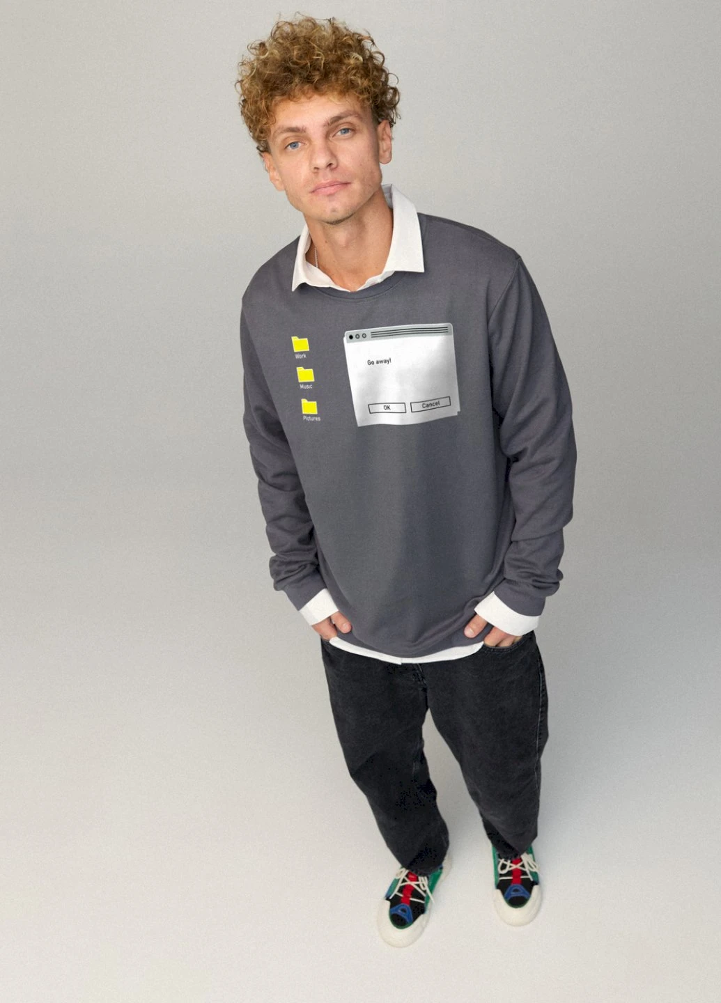 Темно-серый свитшот мужской oversize /no flis/ YAPPI (252258849)